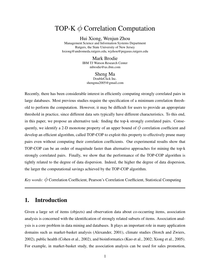 PDF Top k Correlation Computation