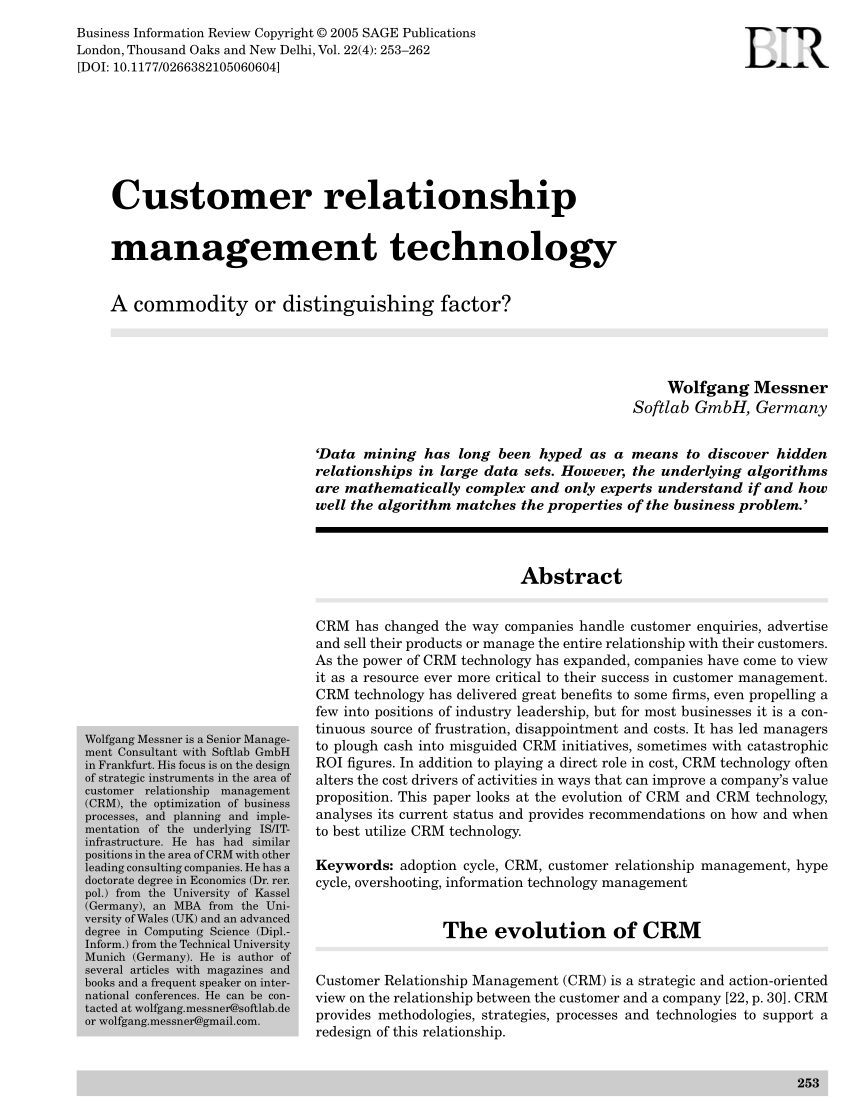 Research paper hospitality and customer relationship management