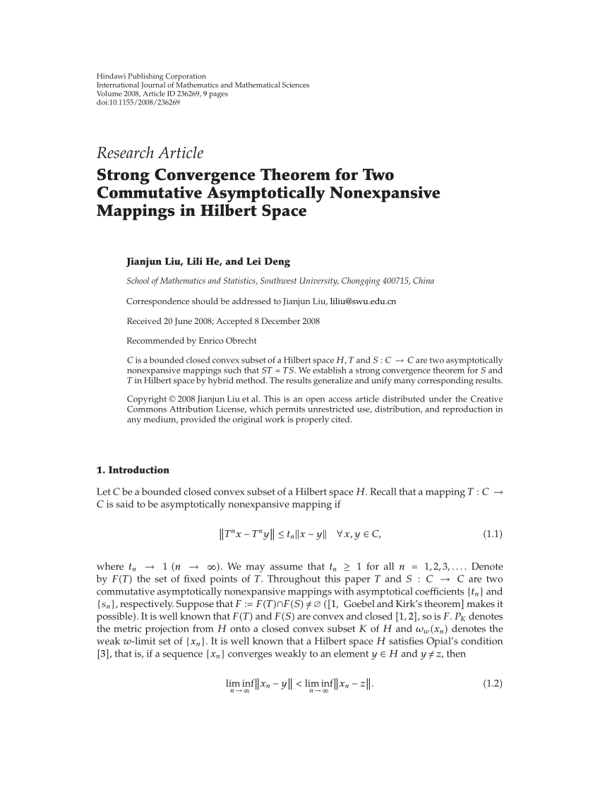 PDF) Strong Convergence Theorem for Two Commutative Asymptotically 