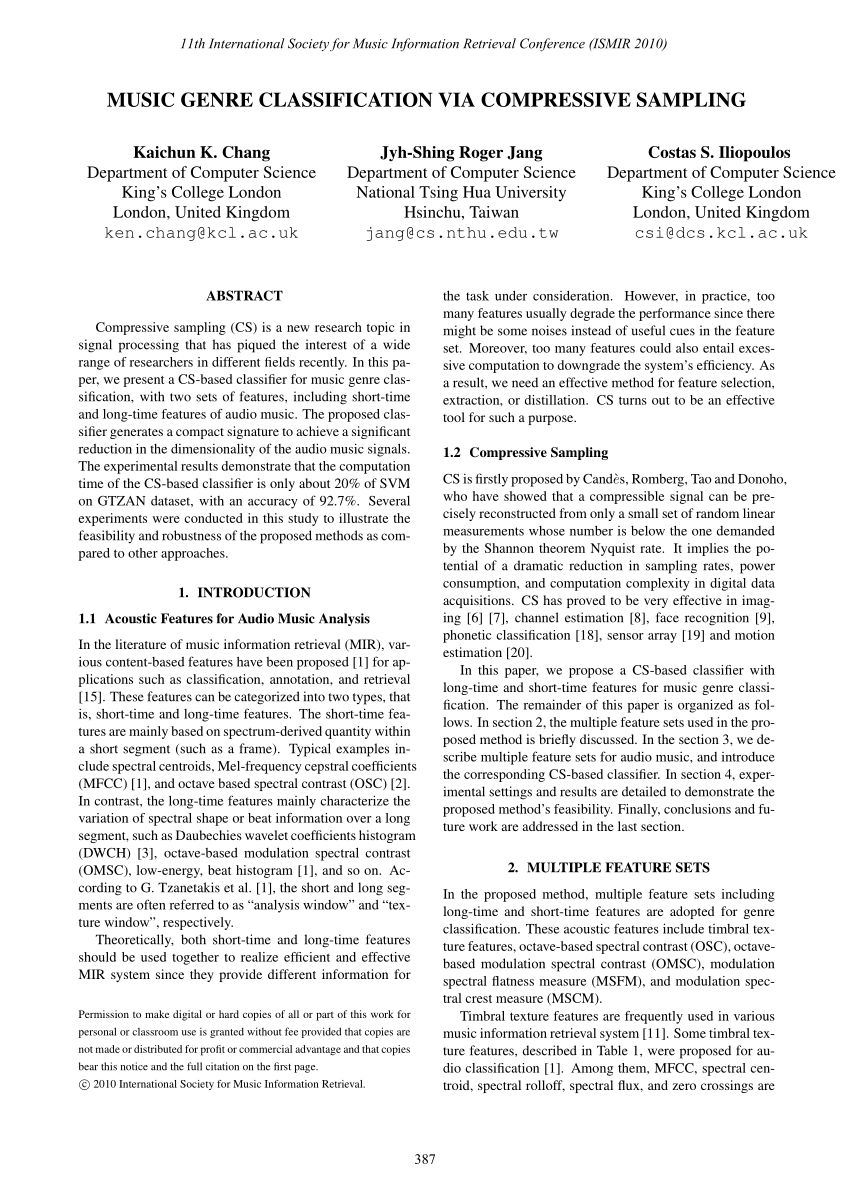 research paper on music genre classification