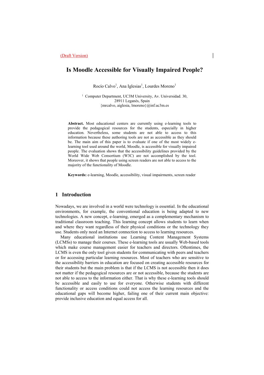 PDF) A Tool to Facilitate Including Accessible Content in Moodle