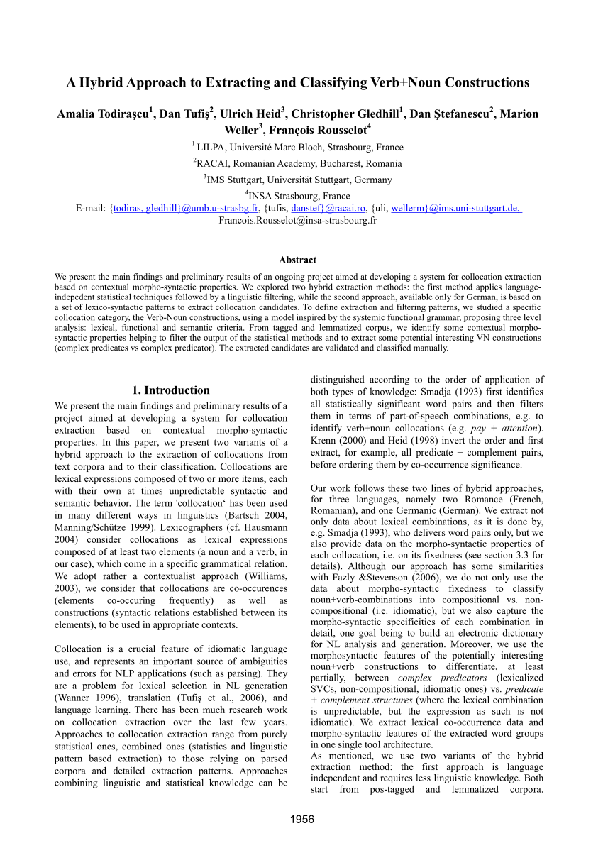 Pdf A Mix Approach To Extracting And Classifying Verb Noun Constructions