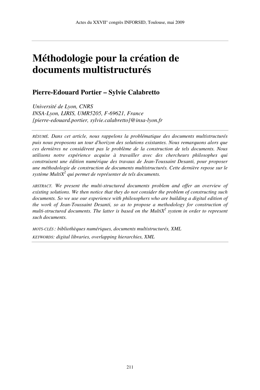 PDF) Mthodologie pour la cration de documents multistructurs.