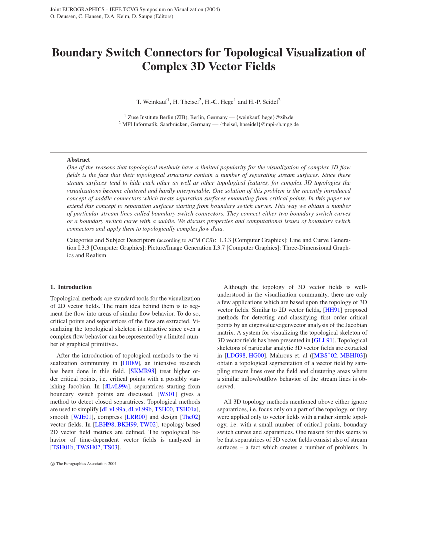 Pdf Boundary Switch Connectors For Topological Visualization Of Complex 3d Vector Fields
