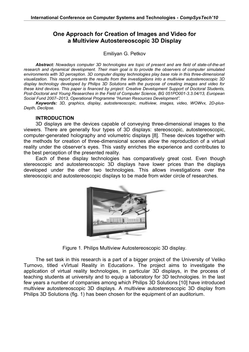 PDF) One approach for creation of images and video for a multiview ...