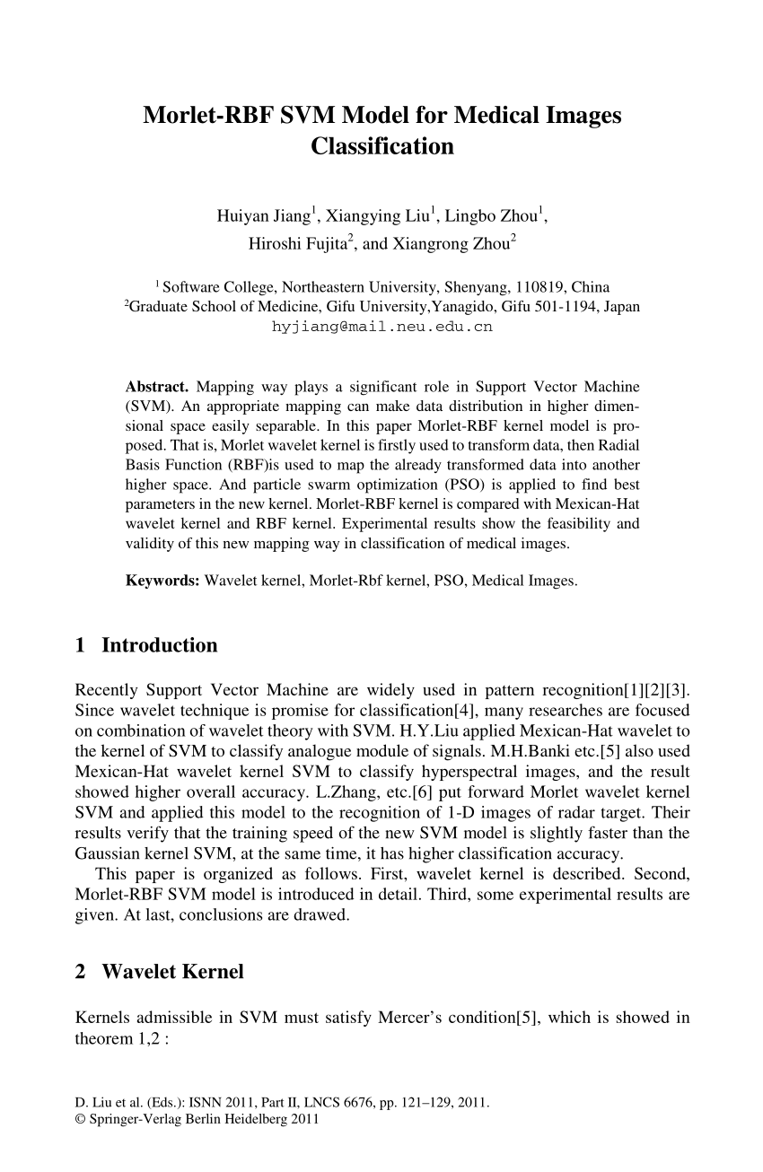 Pdf Morlet Rbf Svm Model For Medical Images Classification