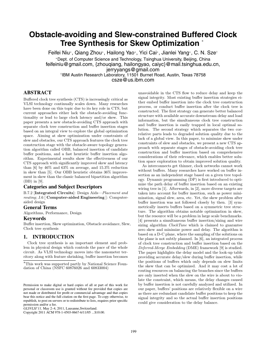 (PDF) Obstacleavoiding and slewconstrained buffered clock tree