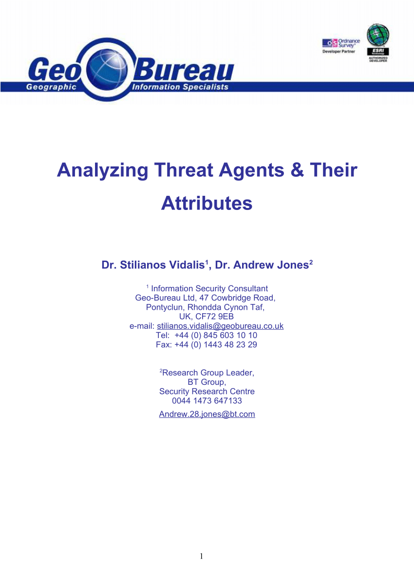 PDF) Analyzing Threat Agents and Their Attributes.