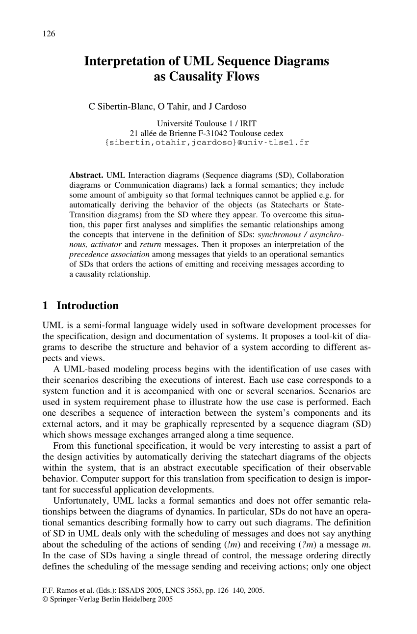 Pdf Interpretation Of Uml Sequence Diagrams As Causality Flows