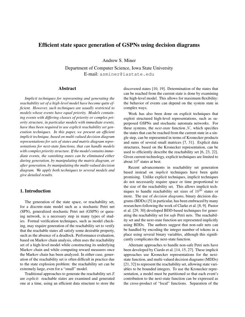 (PDF) Efficient State Space Generation of GSPNs using Decision Diagrams.