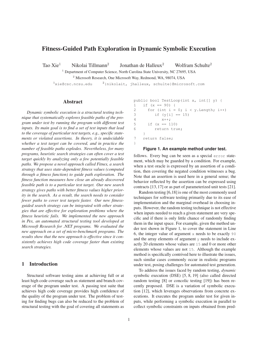 Pdf Fitness Guided Path Exploration In Dynamic Symbolic Execution