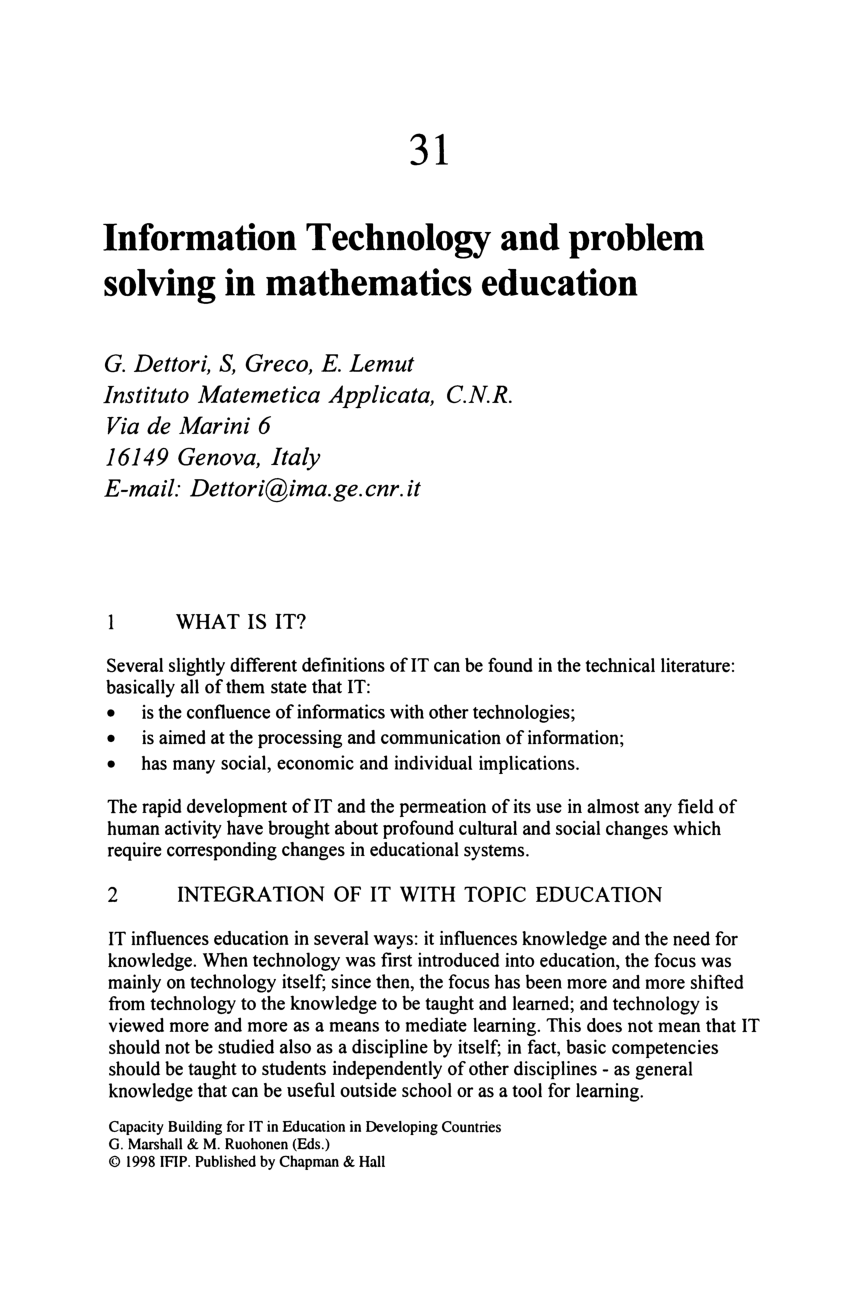 problem solving in mathematics education pdf