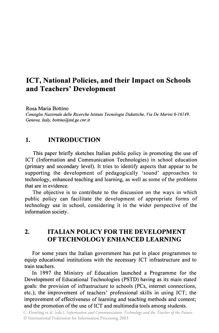 research paper on impact of ict in education