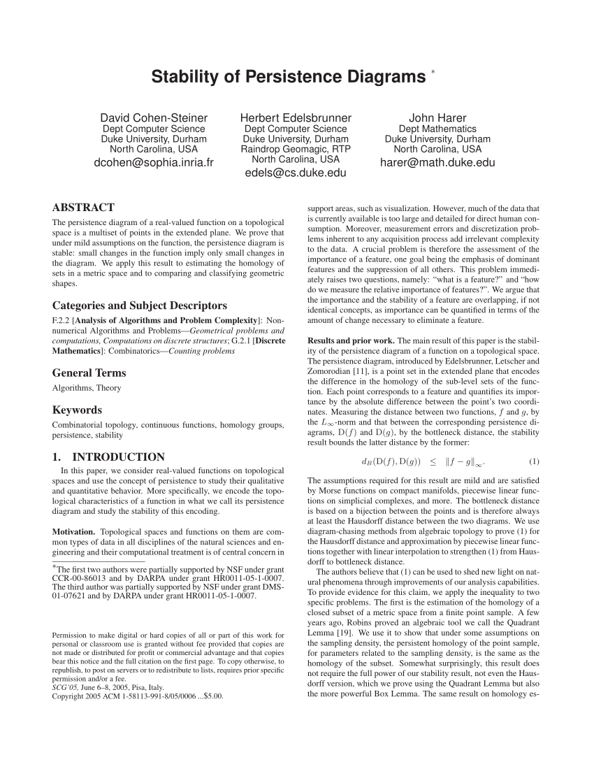 Pdf Stability Of Persistence Diagrams - 