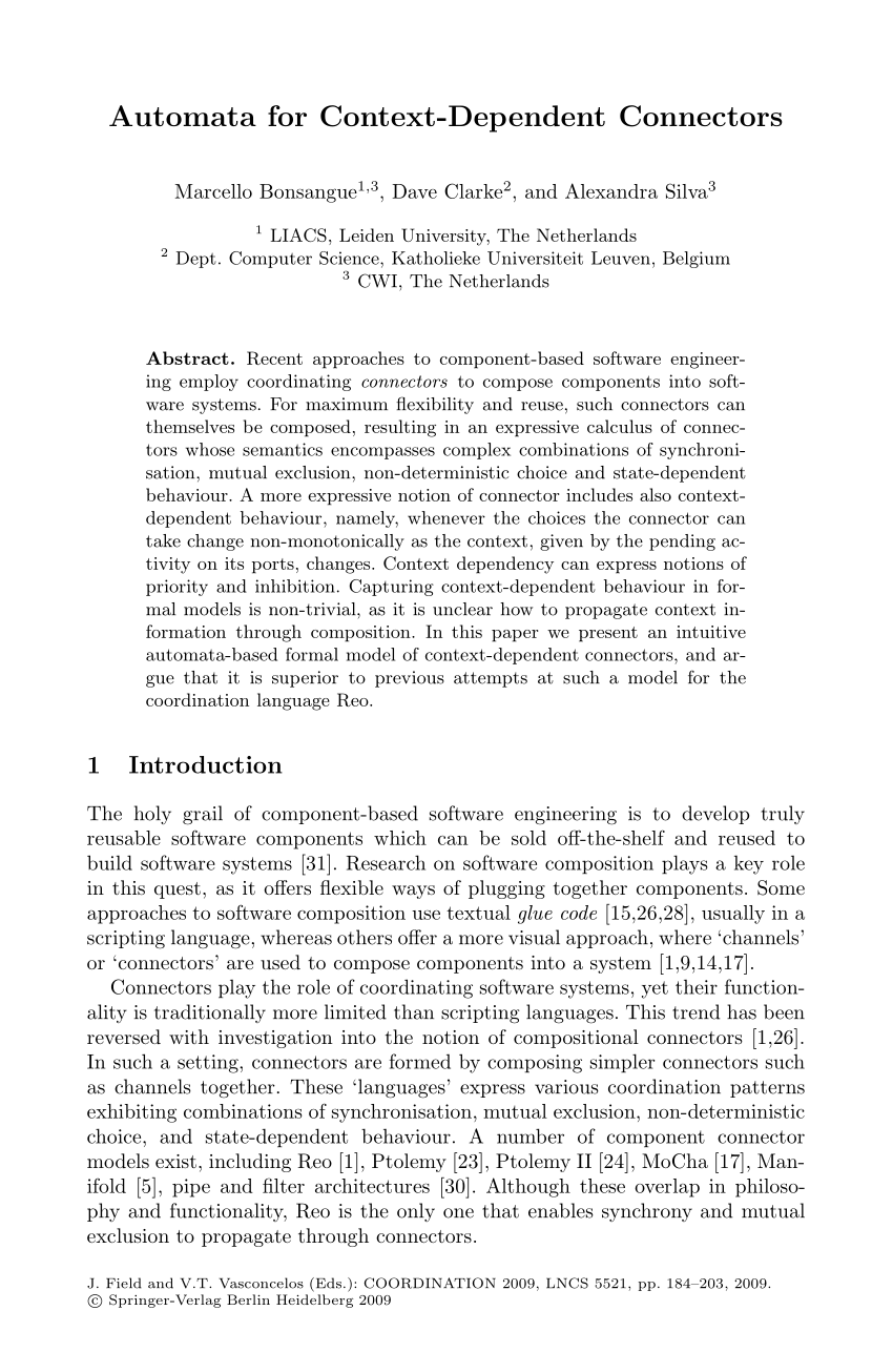 Intentional Automata: A Context-Dependent Model for Component Connectors