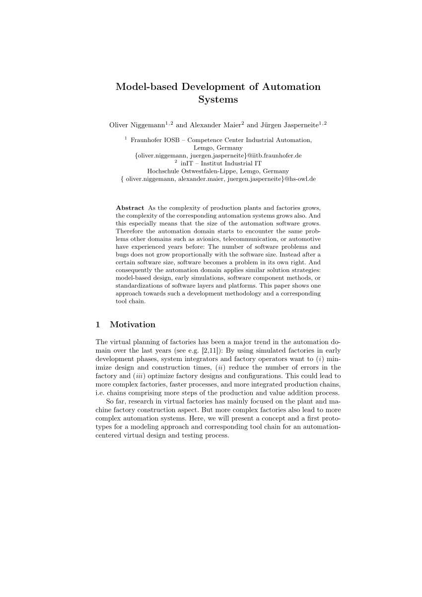 PDF) Development of system models for industrial processes