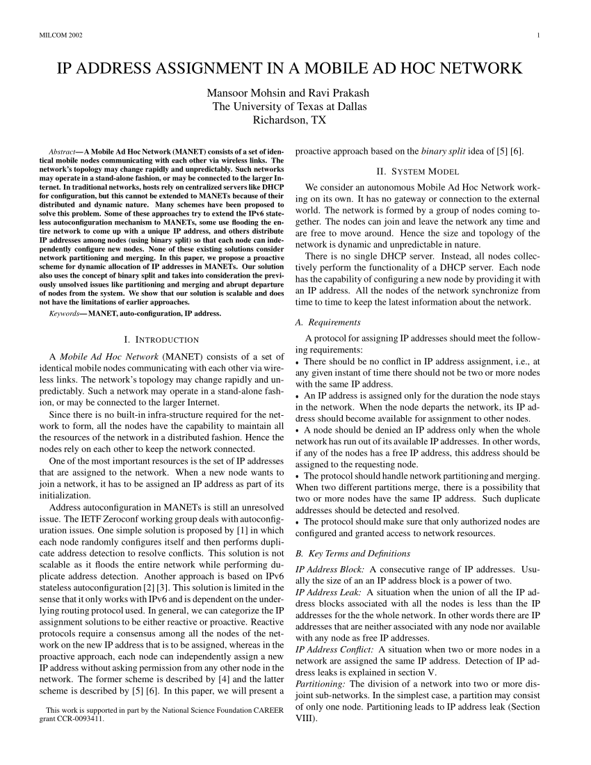 network address assignment