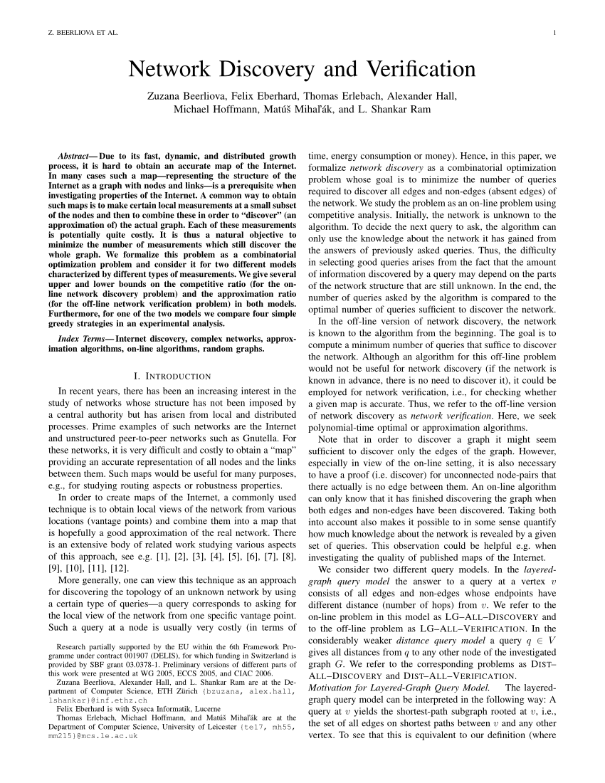 (PDF) Network Discovery and Verification.