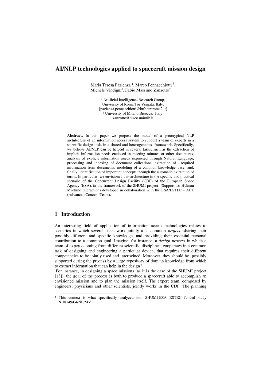 PDF AI NLP Technologies Applied to Spacecraft Mission Design