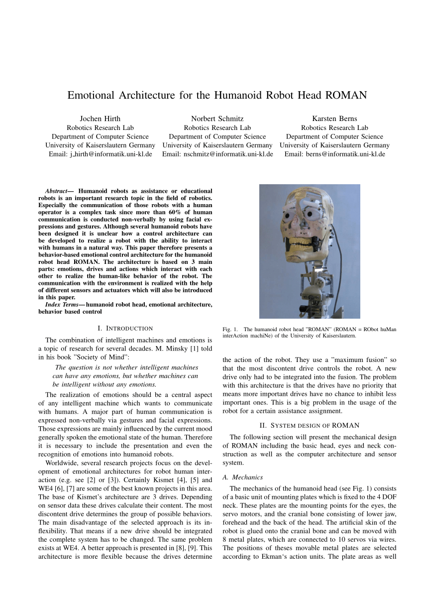 PDF] Assistive humanoid robot MARKO: development of the neck mechanism