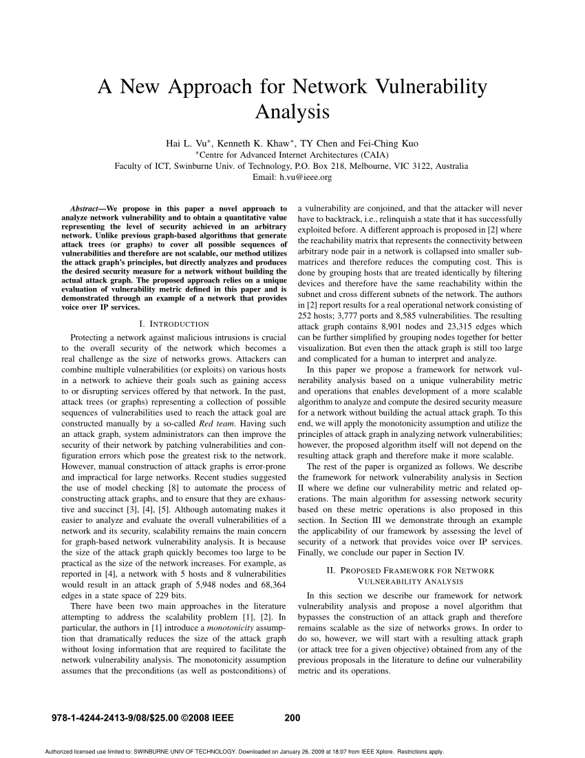 PDF) A New Approach for Network Vulnerability Analysis