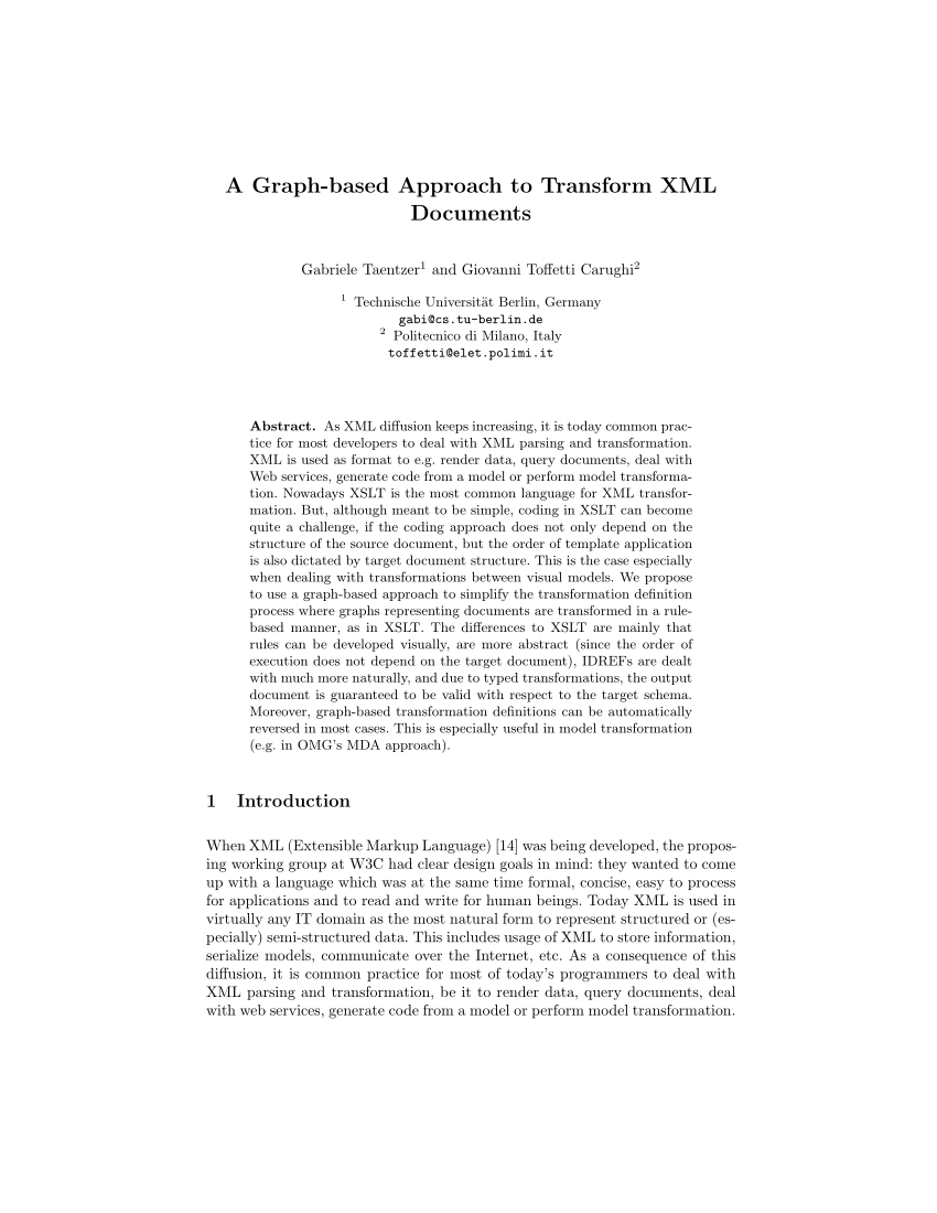 (PDF) A Graph-Based Approach to Transform XML Documents