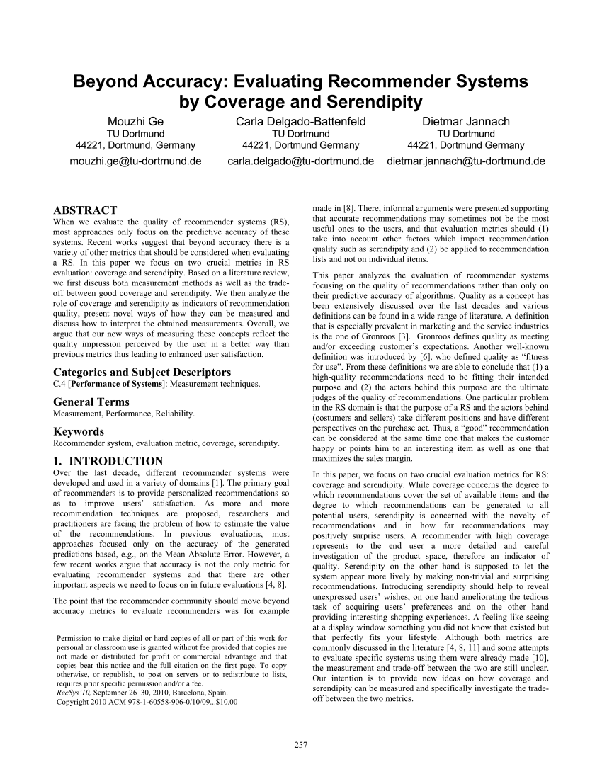 PDF) Beyond accuracy: Evaluating recommender systems by coverage