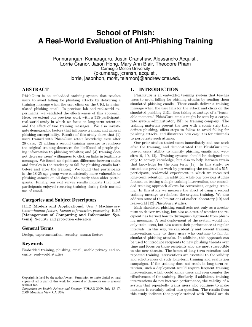 PDF) School of Phish: A Real-World Evaluation of Anti-Phishing