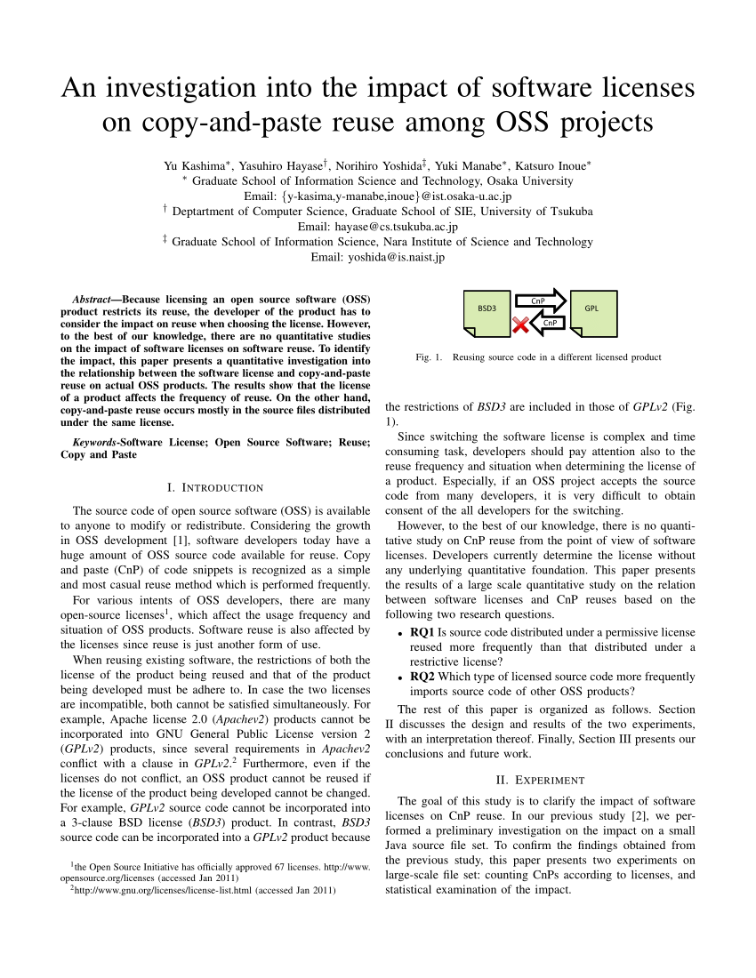 Pdf An Investigation Into The Impact Of Software Licenses On Copy