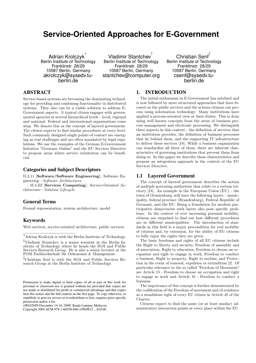Pdf Service Oriented Approaches For E Government - 