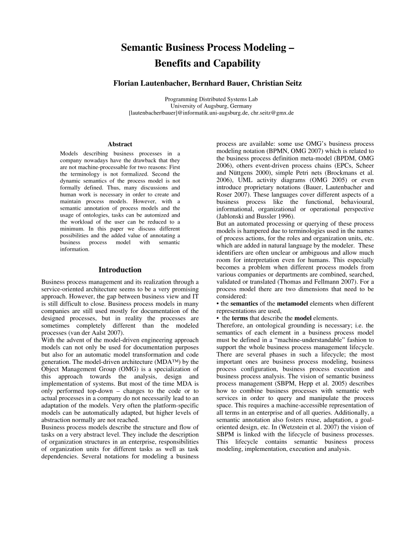 modeling business benefits process of Modeling  Business Benefits Process  (PDF) and Semantic