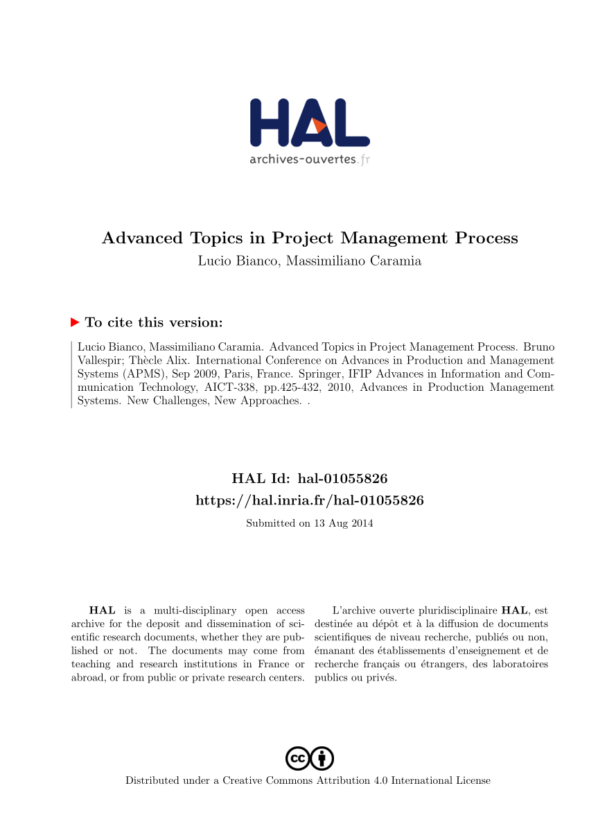 PDF) Advanced Topics in Project Management