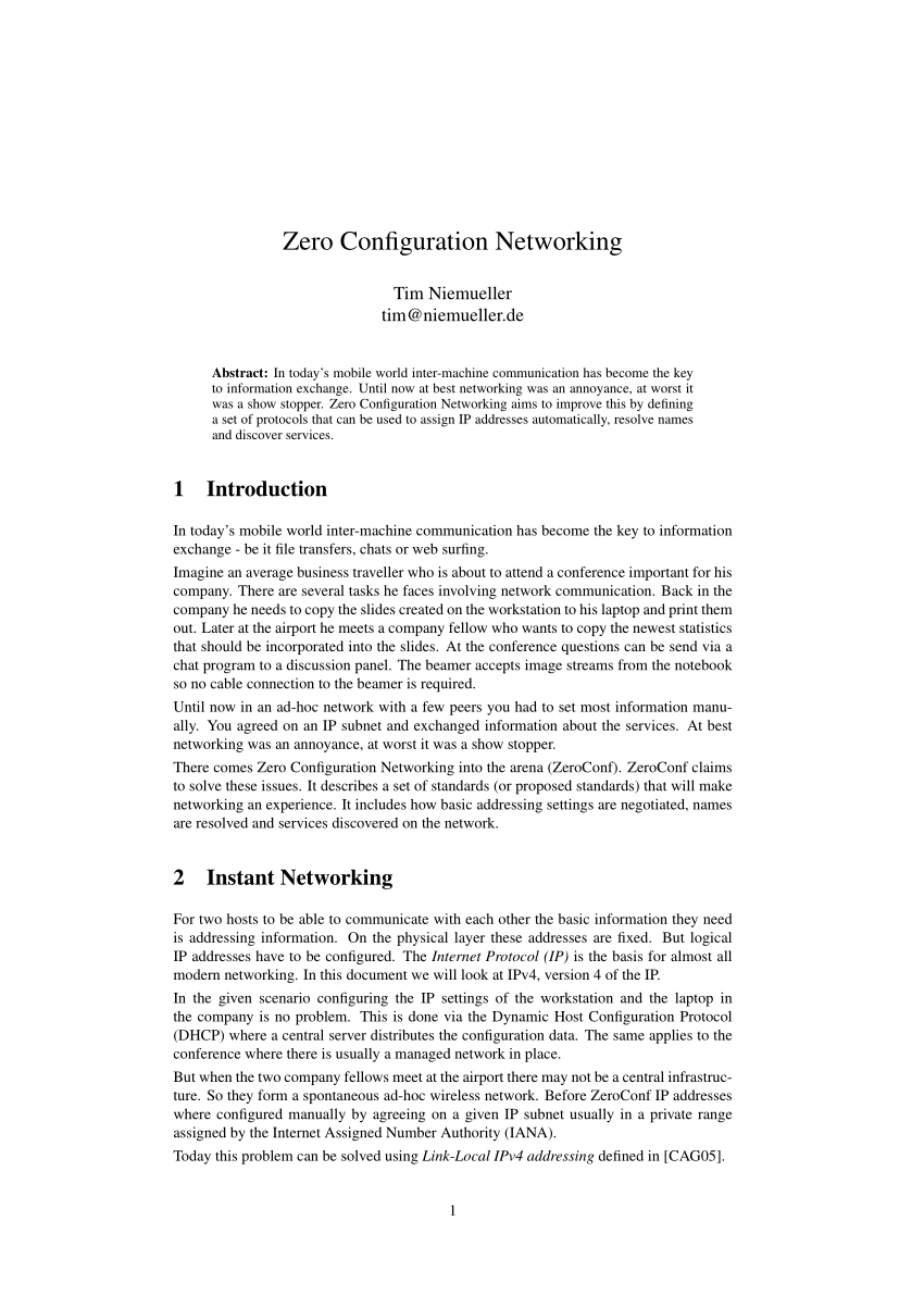 zero configuration networking pdf notes
