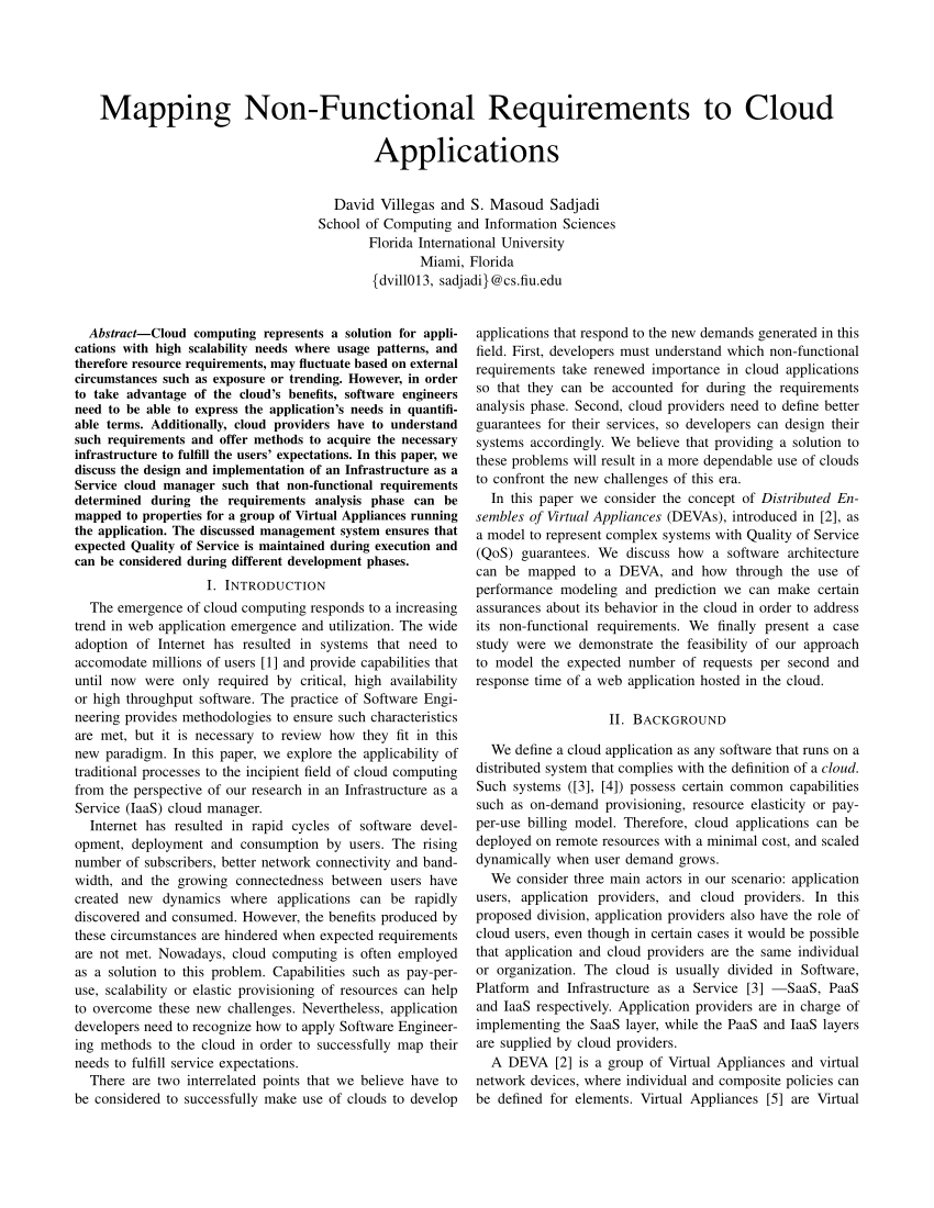 Pdf Mapping Non Functional Requirements To Cloud Applications