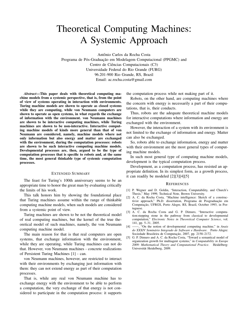 PDF Theoretical Computing Machines A Systemic Approach