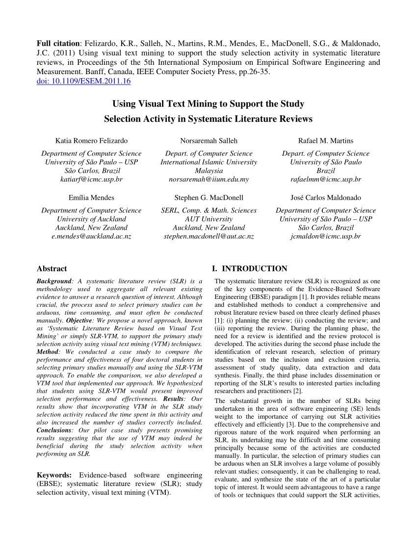 systematic literature reviews through visual text mining