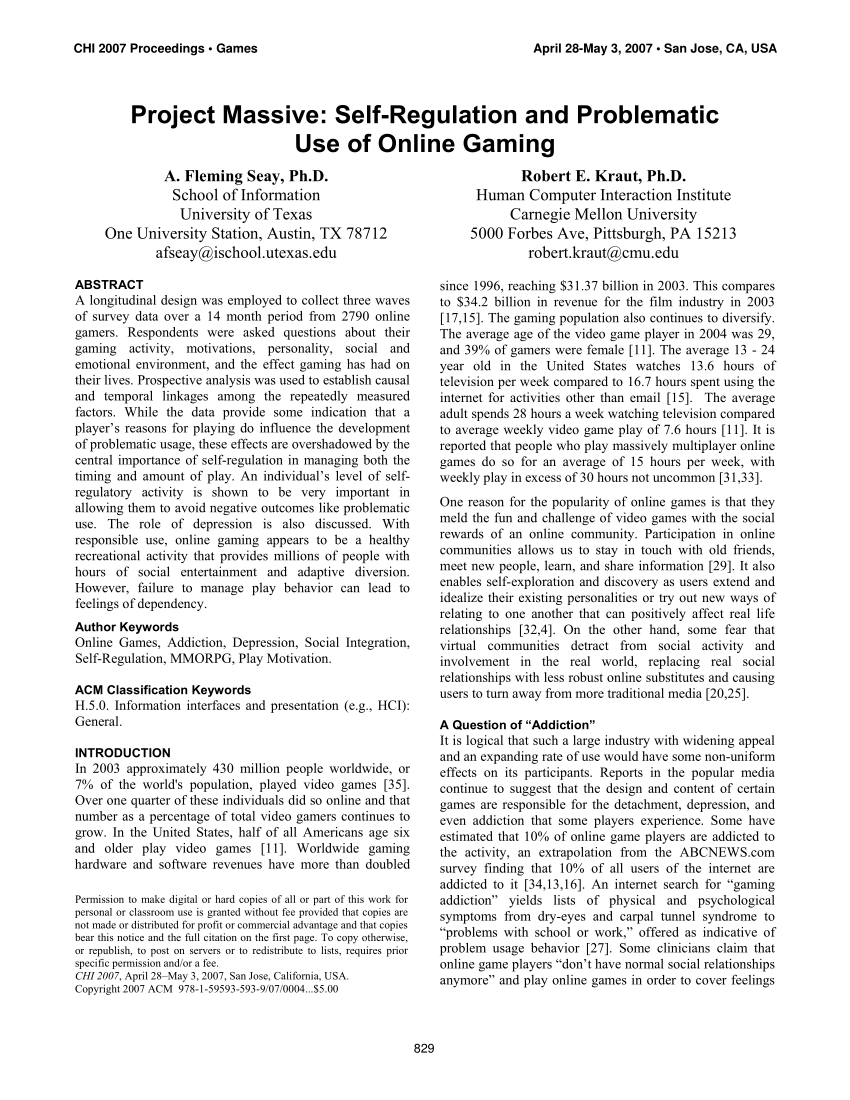 online gaming topics for research paper