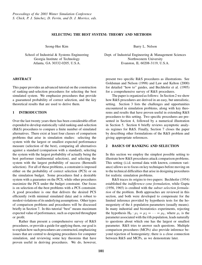 pdf-selecting-the-best-system-theory-and-methods