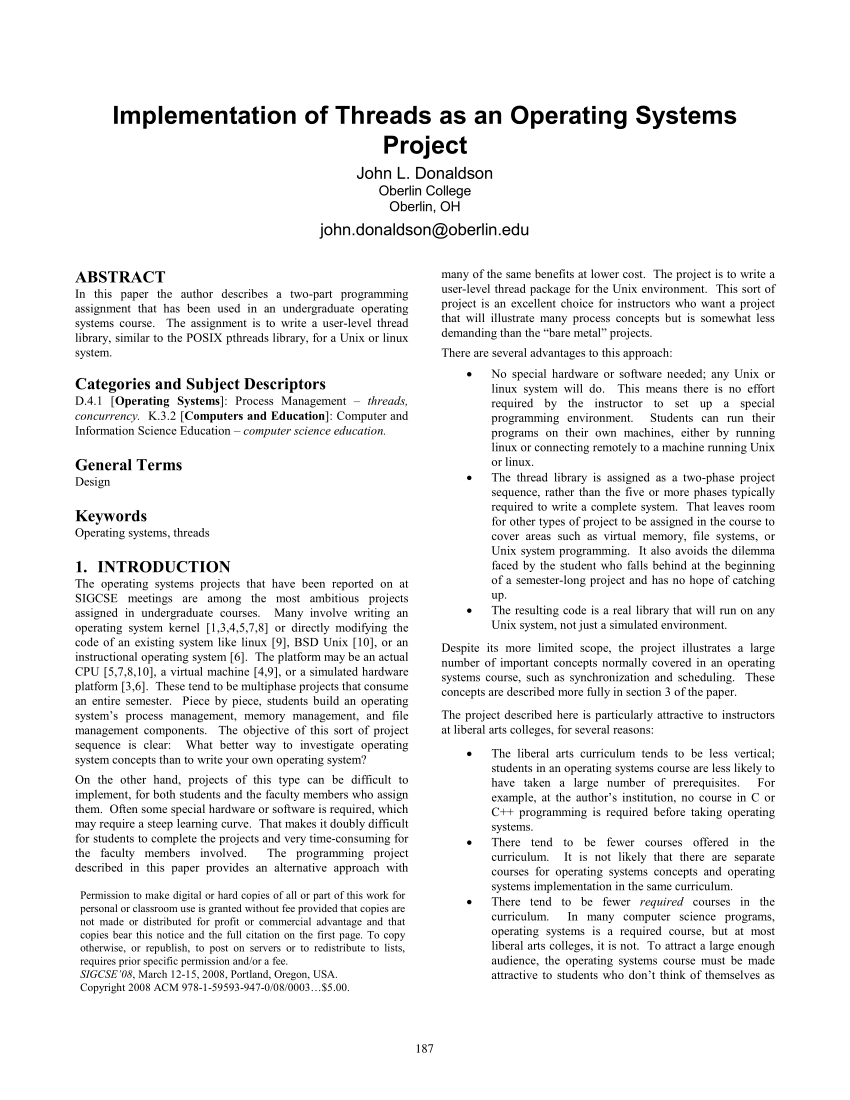 thread operating system research paper
