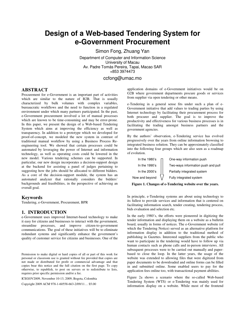 PDF) Design of a web-based tendering system for e-Government