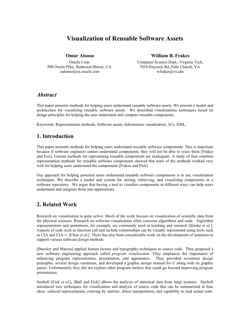 Pdf Visualization Of Reusable Software Assets - 
