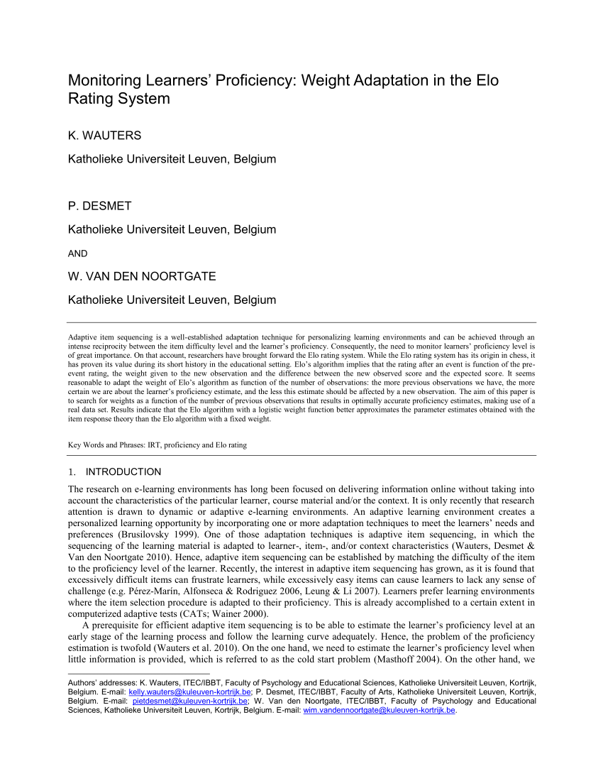 Applications of the Elo rating system in adaptive educational