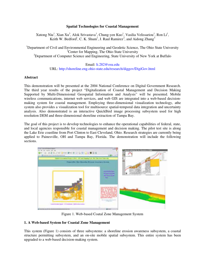 Pdf Spatial Technologies For Coastal Management