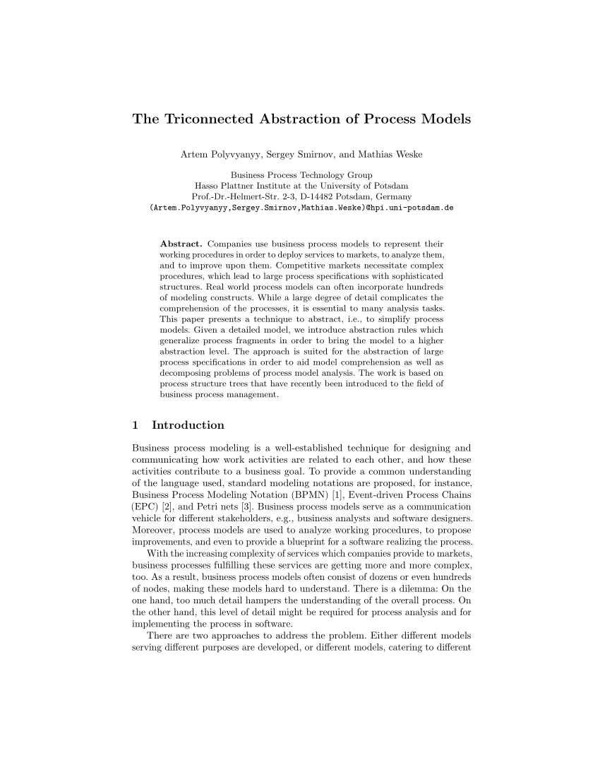 (PDF) The Triconnected Abstraction of Process Models