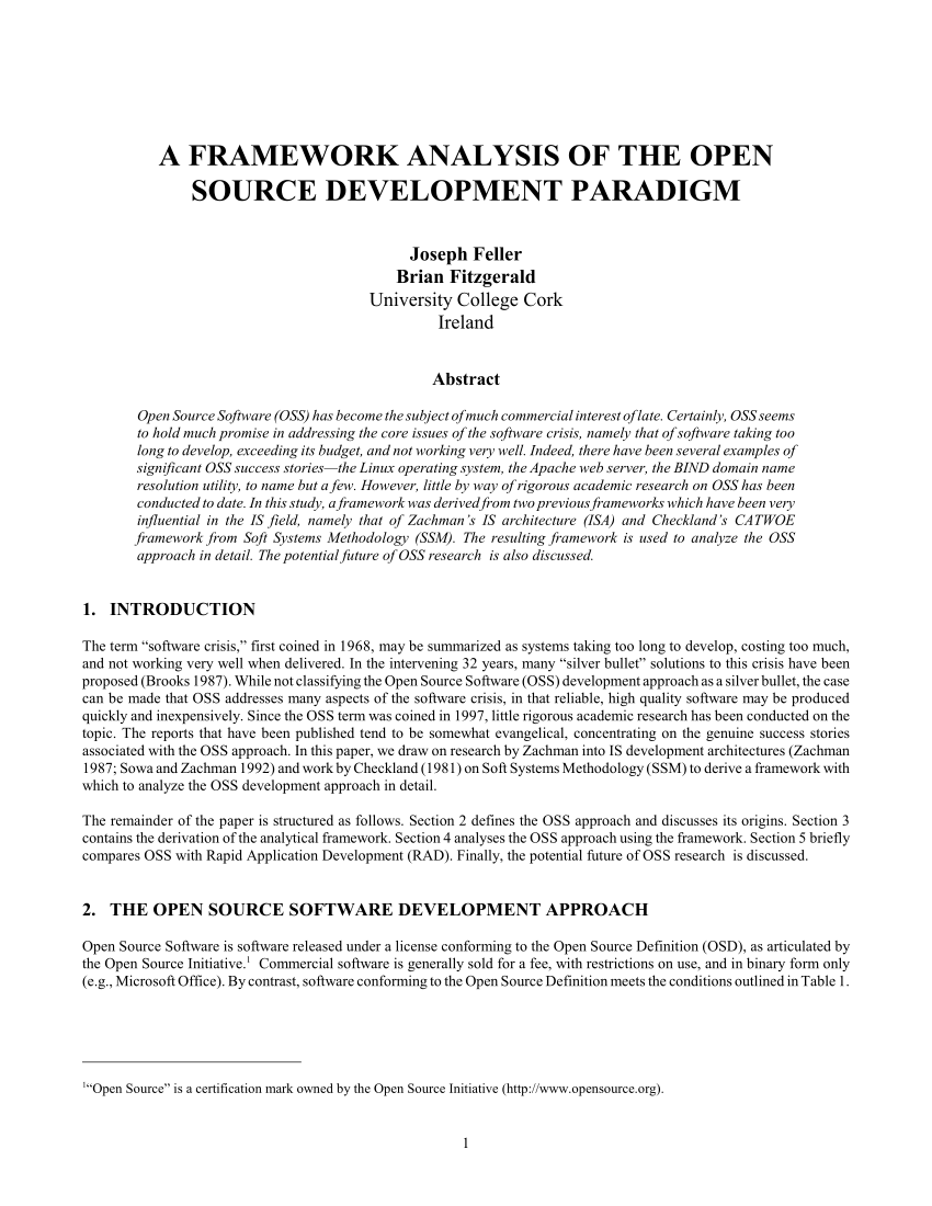 pdf) a framework analysis of the open source software development