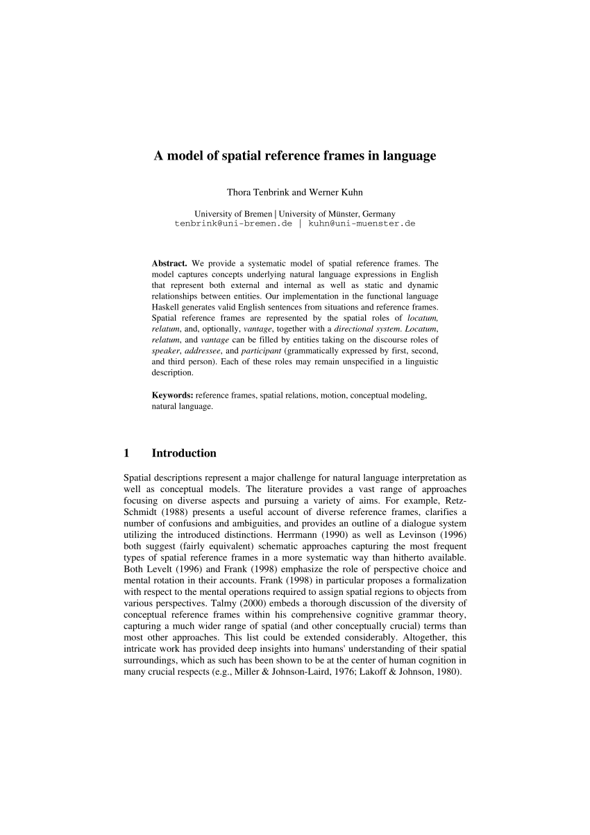 PDF) A Model of Spatial Reference Frames in Language