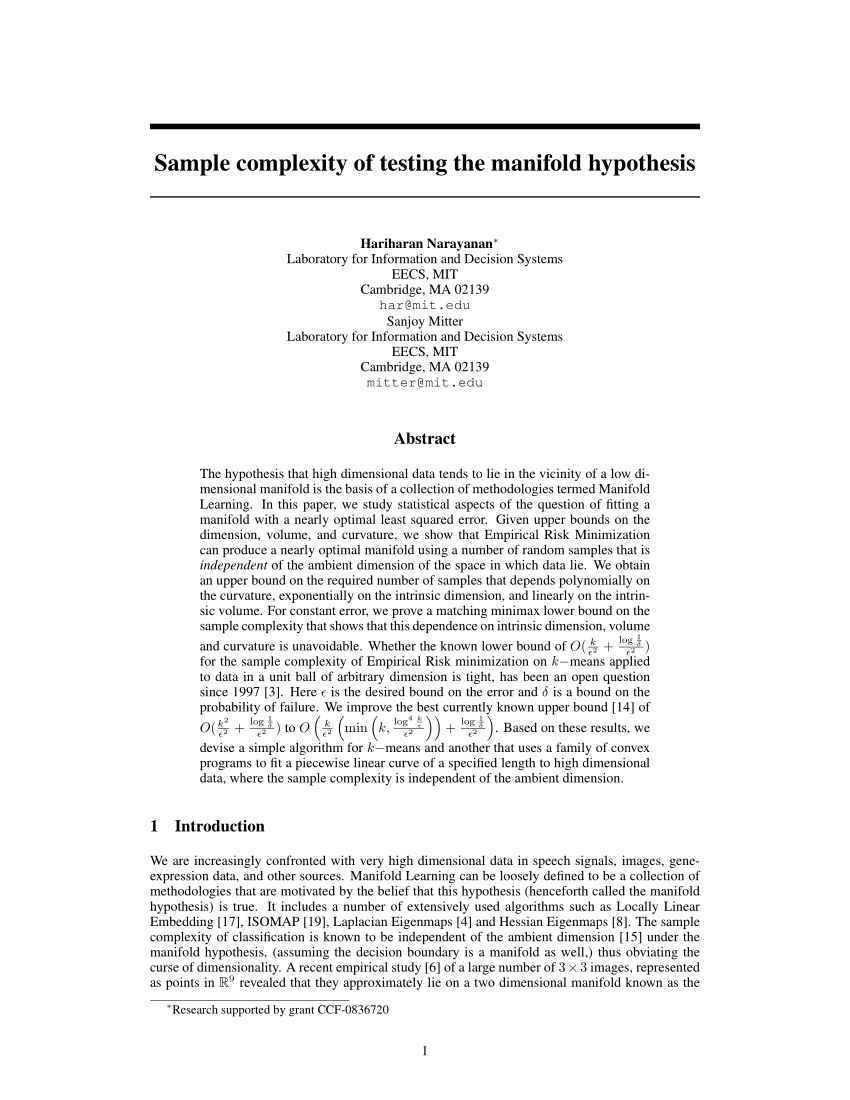 manifold hypothesis paper