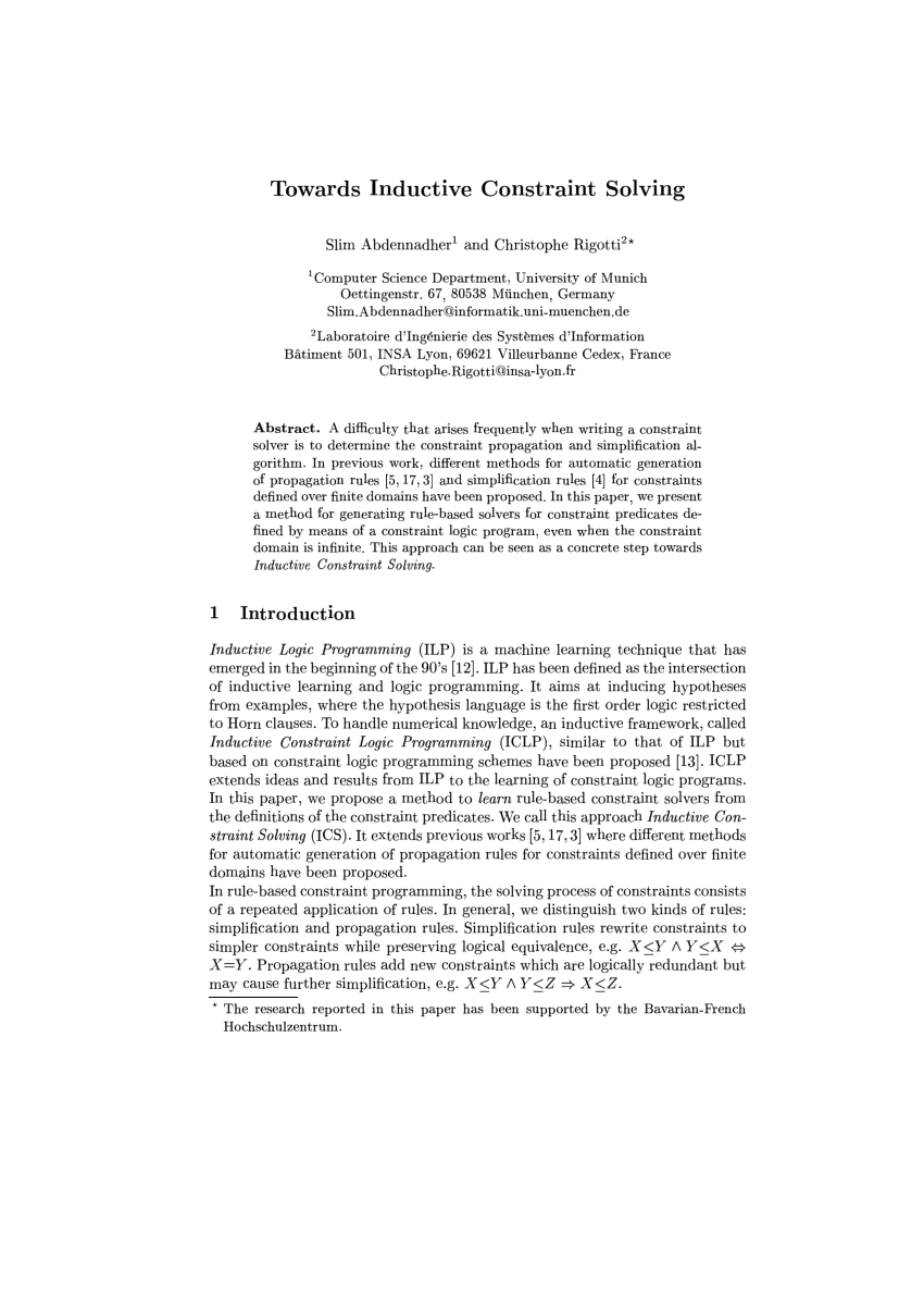 PDF) Towards Inductive Constraint Solving