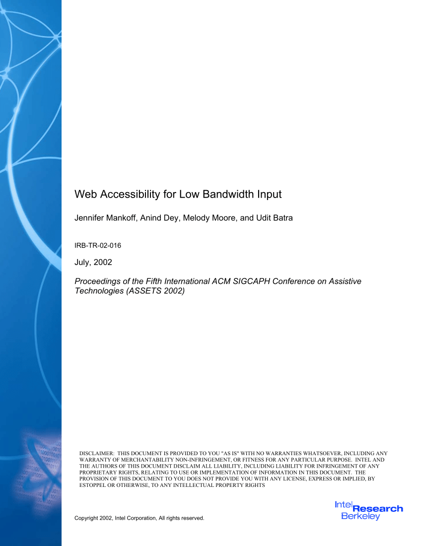Pdf Web Accessibility For Low Bandwidth Input