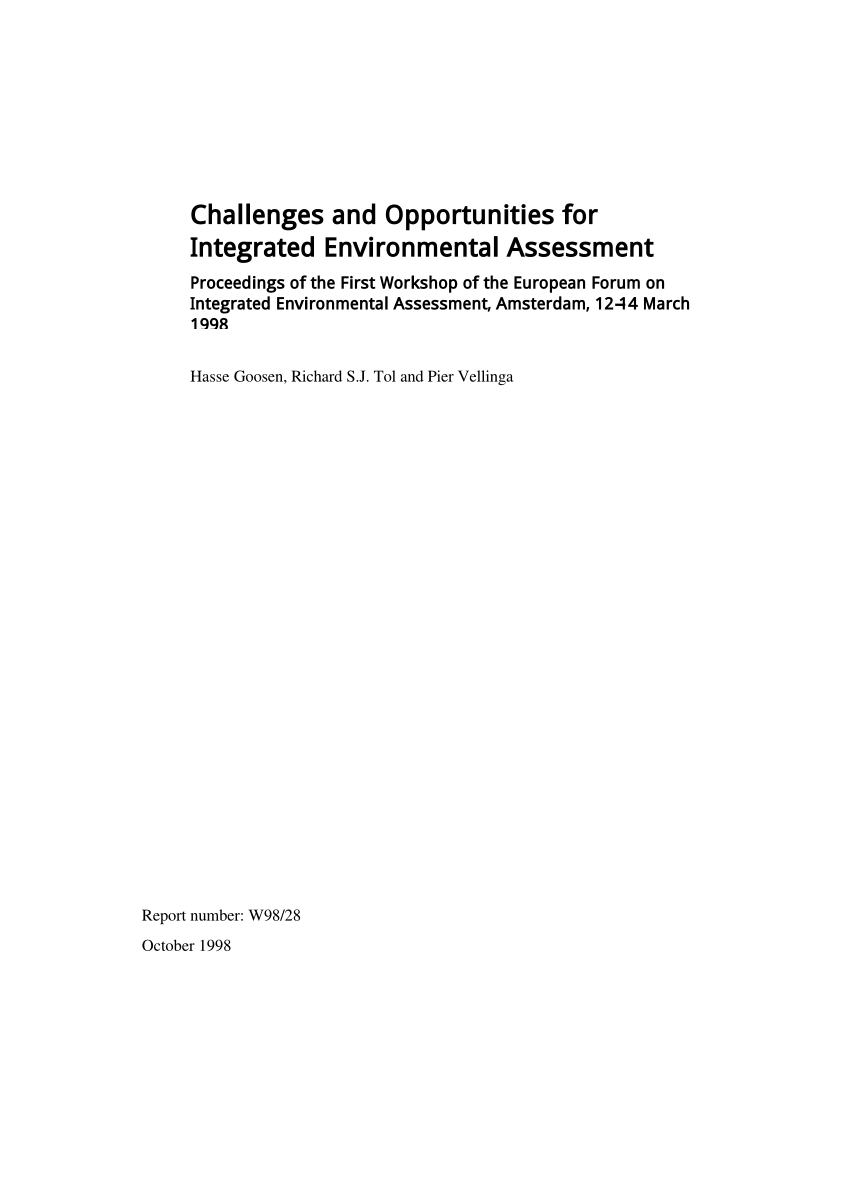 Pdf Challenges And Opportunities For Integrated Environmental Assessment Proceedings Of The 3618